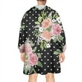 thumbnail image 2 of Wearable Oversized Blanket,Pioneer Flower Floral Print Pattern Wearable Blanket Hoodie for Adults,Cozy Hooded Blankets with Super Pockets,Super Warm Fuzzy Pullover for Women & Men, 2 of 6