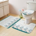 thumbnail image 4 of Seahorse Coral Shell Bathroom Rugs Set Starfish Ocean Wave Non Slip Absorbent Soft Bath Mats 3 Piece Set with Bathroom Rug, U-Shaped Floor Mat, Toilet Seat Cover Large Size, 4 of 9