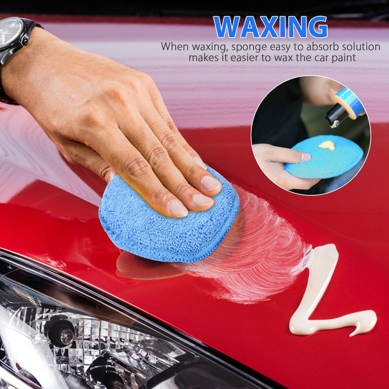 Loopeer 12 Pcs 5 Inch Car Wax Applicator Pad Sponge Car Detailing Cleaning  Pads Soft Round Car Cleaning Sponge Washing Cleaning Tool (Red)