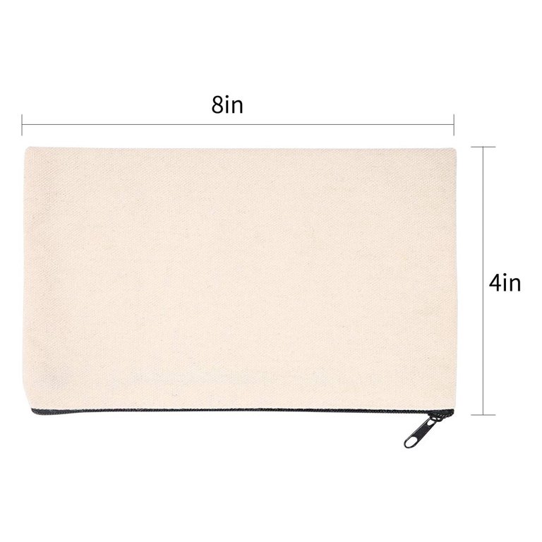 10 Pcs Blank DIY Craft Bag Canvas Pen Case Blank Makeup Bags