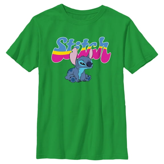 Boy's Lilo & Stitch Groovy Stitch  Graphic Tee Kelly Green X Large