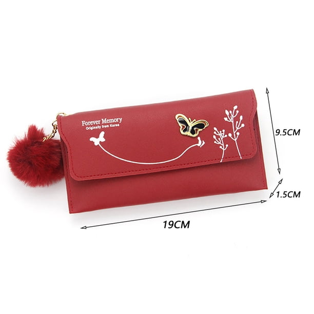 Bolsa Cartera de embrague de fiesta de cuero PU retro con bola de felpa Carteras de viaje con cremallera para mujer Sywqhk Para Estrenar