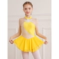 thumbnail image 3 of YIZYIF Girls Sequins Floral Patchwork Long Mesh Sleeve Figure Ice Skating Dance Dress,Sizes 6-16 Yellow 10, 3 of 7
