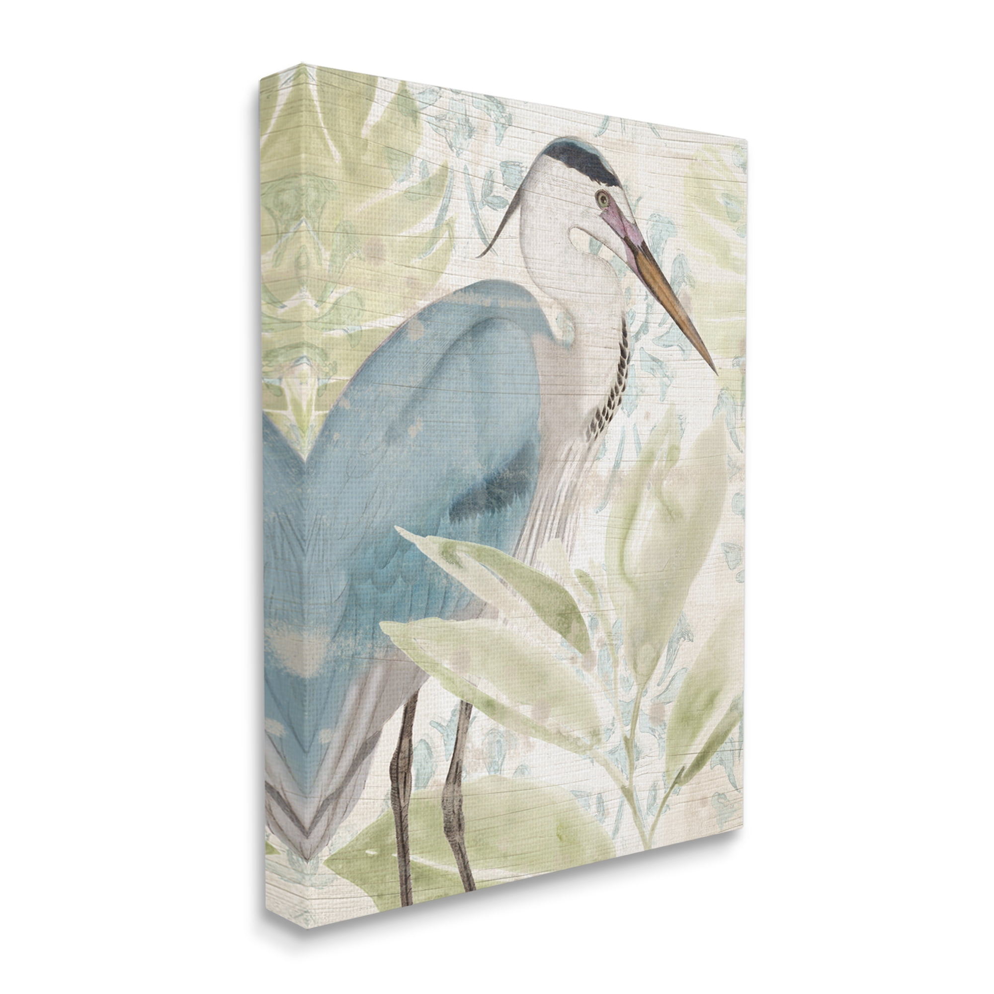 Stupell Industries Heron & Tropical Leaves Animals & Insects Painting Gallery Wrapped Canvas Art Print Wall Art, 36 x 48