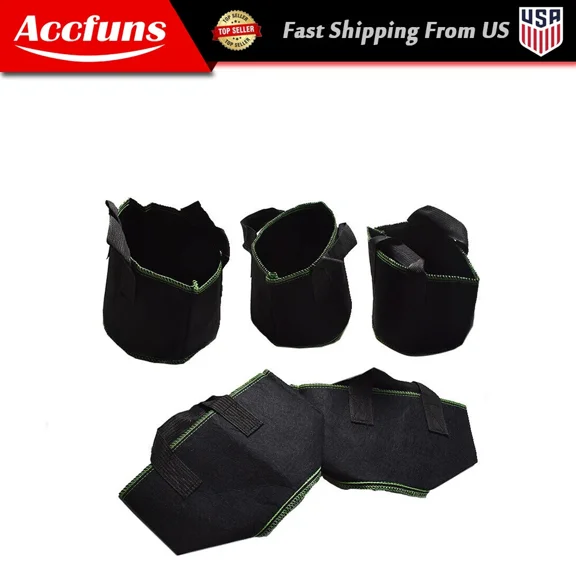 PURELY- 5Pcs Thickened Garden Nonwoven Plant Grow Bags Aeration Fabric Flower 5Gallon