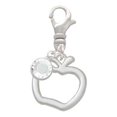 thumbnail image 2 of Delight Jewelry Silvertone Apple Outline - Silvertone Clip on Charm with Clear Crystal Drop, 2 of 4
