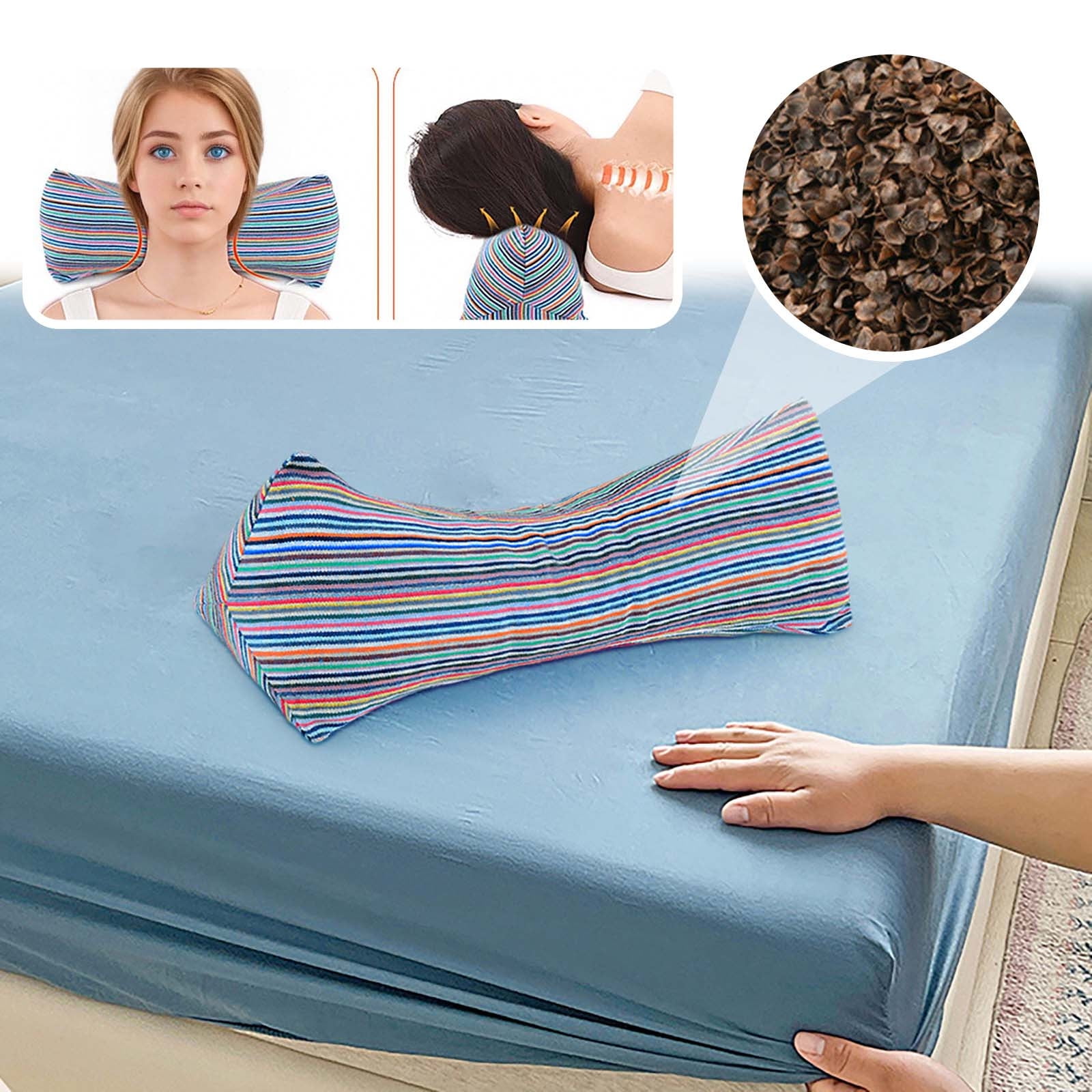 LHNFT Ergonomic Cervical Neck Pillow, Contoured Trapezoid Neck Support Pillow for Neck Pain Relief, Soft Breathable Striped Pillow for Sleeping & Neck Stretching