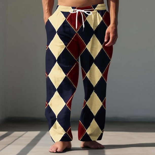Pantalones largos para hombre, cintura elástica, transpirables, cómodos, suaves, informales, de playa, de poliéster.
