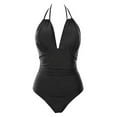 thumbnail image 5 of Inadays Slimming One Piece Bathing Suit for Women Slimming Halter Swimsuits Tummy Control Monikini Sexy Swimwear for Big Busted Curvy Woman, Black, XL, 5 of 8