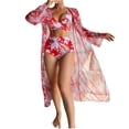 thumbnail image 2 of Daisyyozoid Swimsuits for Women Clearance Printed Bikini Straps Bikini Deep V Split Set Three Piece Set, 2 of 5
