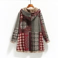 thumbnail image 6 of IROINNID Women's Anorak Coat Long Sleeve Plaid Hoodie Outwear, Casual Cotton and Linen for Fall Winter Fleece Coat Sweatshirts Thick Lined, 6 of 7