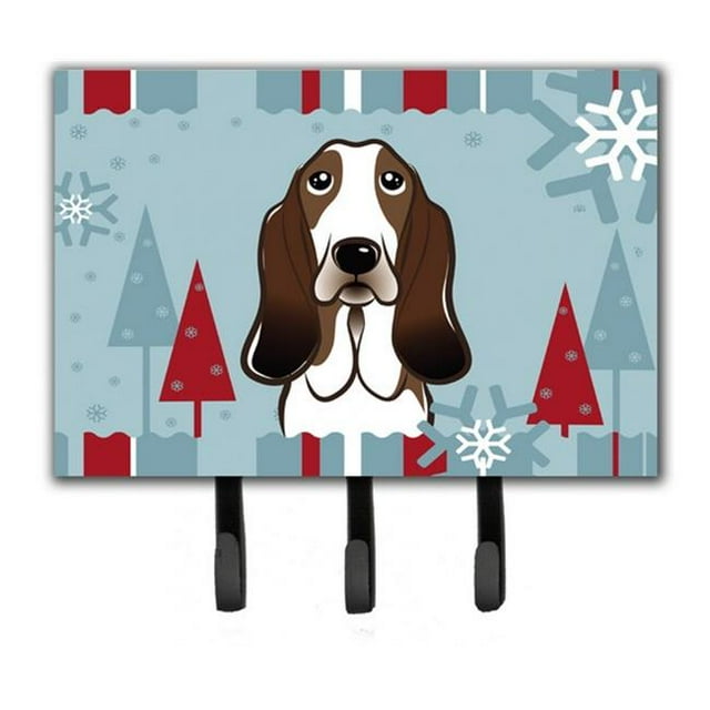 Winter Holiday Basset Hound Leash & Key Holder
