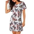 thumbnail image 2 of Pofeuu Vintage Butterflies Print Women's Loose Fit Short Sleeve Nightgown, Comfortable Sleep Dress for Women, Casual Lounge Sleepwear, Soft Cotton Sleep Dress, 2 of 6