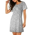thumbnail image 2 of Disketp Silver Mosaic for Womens Short Sleeve Sleepshirt Scoopneck Cute Nightdress Comfy Nightgown, 2 of 6