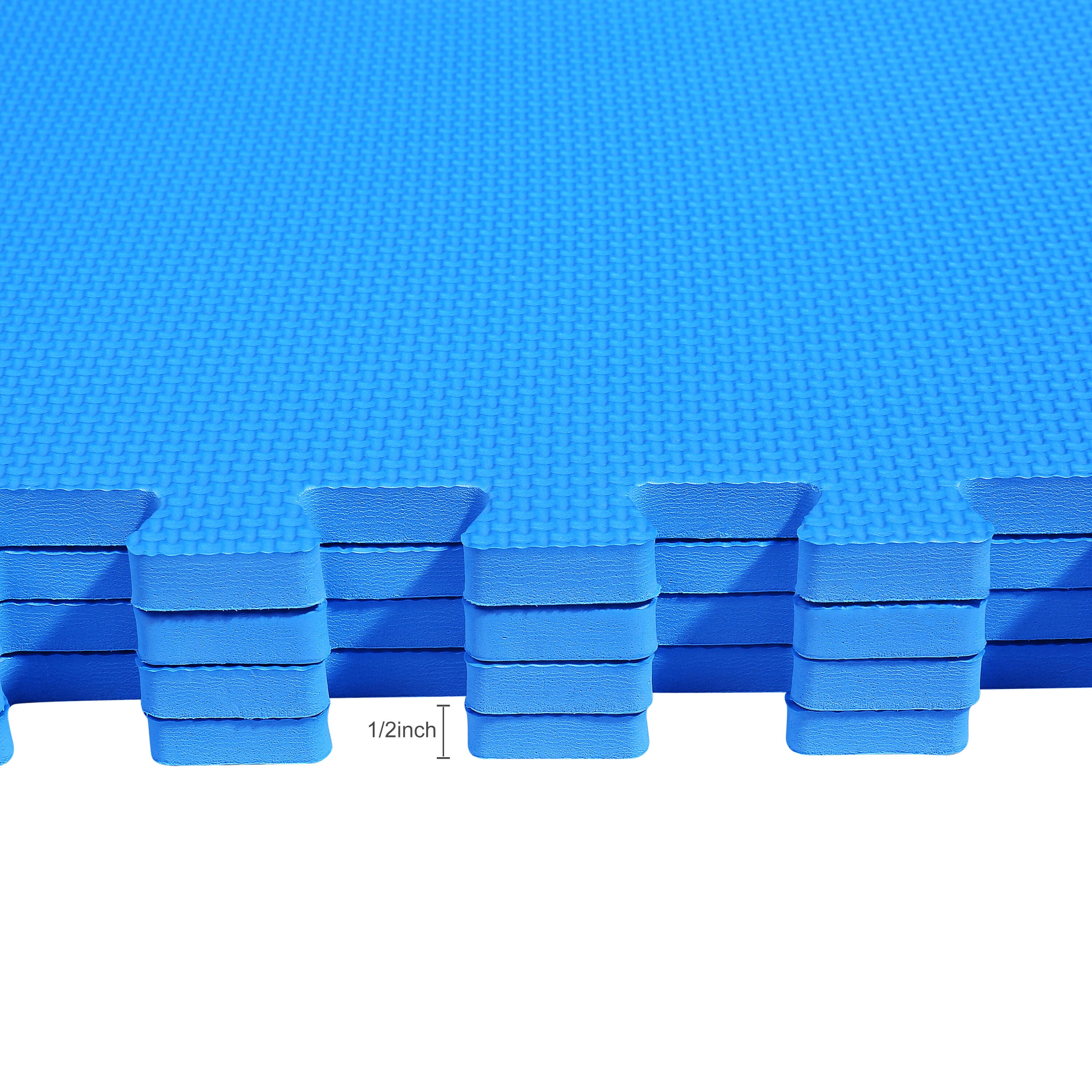 Puzzle Exercise Mat with EVA Foam Interlocking Tiles for MMA, Exercise, Gymnastics and Home Gym Protective Flooring, 1" Thick, 24 Square Feet, Blue