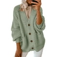 thumbnail image 2 of Women'S -Fashion Casual Open Front V Neck Long Sleeve Chunky Knit Cardigan Sweaters Outerwear Coats Matcha Color M, 2 of 7