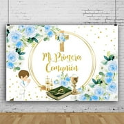 SUNOLIFE Mi Bautizo Baptism Baby Backdrop Banner First Holy Communion Christening God Bless Background 8x6ft