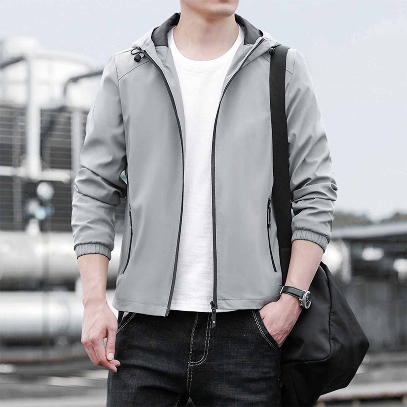 Amazon.com: GMOYD Mens Hooded Patchwork Varsity Jacket