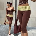 thumbnail image 2 of Womens Capri Leggings Low Waisted Slim Leg Polka Dots Capris Split Hem Cropped Yoga Pants, M, 2 of 8