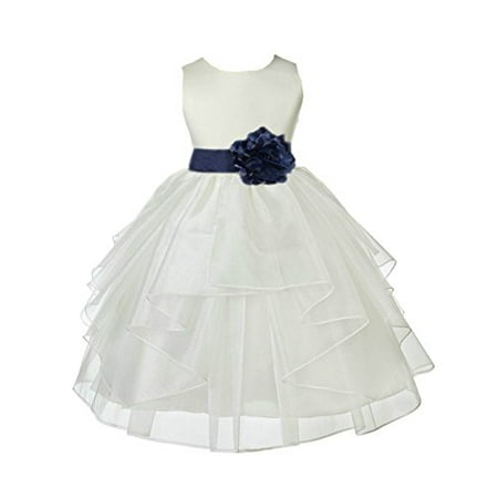 

Ekidsbridal Formal Ivory Shimmering Organza Flower Girl Dresses Wedding Pageant Special Occasions Dresses Junior Toddler Holy Baptism Communion Reception Recital Birthday Girl Party 4613S