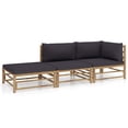 thumbnail image 1 of vidaXL 3 Piece Garden Lounge Set with Dark Grey Cushions Bamboo, 1 of 5