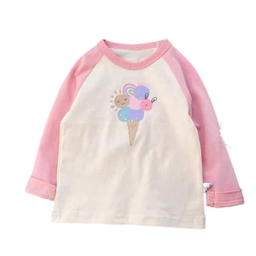 CONZONE Toddler Baby Girls Long Sleeve T Shirts Casual Graphic Tee Shirt for Girls Crew Neck Soft Loose Childrens Spring Tops