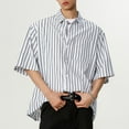 thumbnail image 7 of USNSM Mens Casual Button Down Shirts Wrinkle Free 4-Way Stretch Dress Shirs Short Sleeve Striped Summer Shirts for Men Black M, 7 of 7