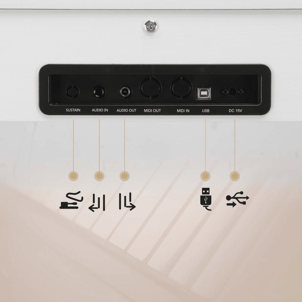 Tcbosik 88 Key Full Weighted Digital Piano with Stand, Headphone, Triple Pedals and Power Adapter for Beginners, White