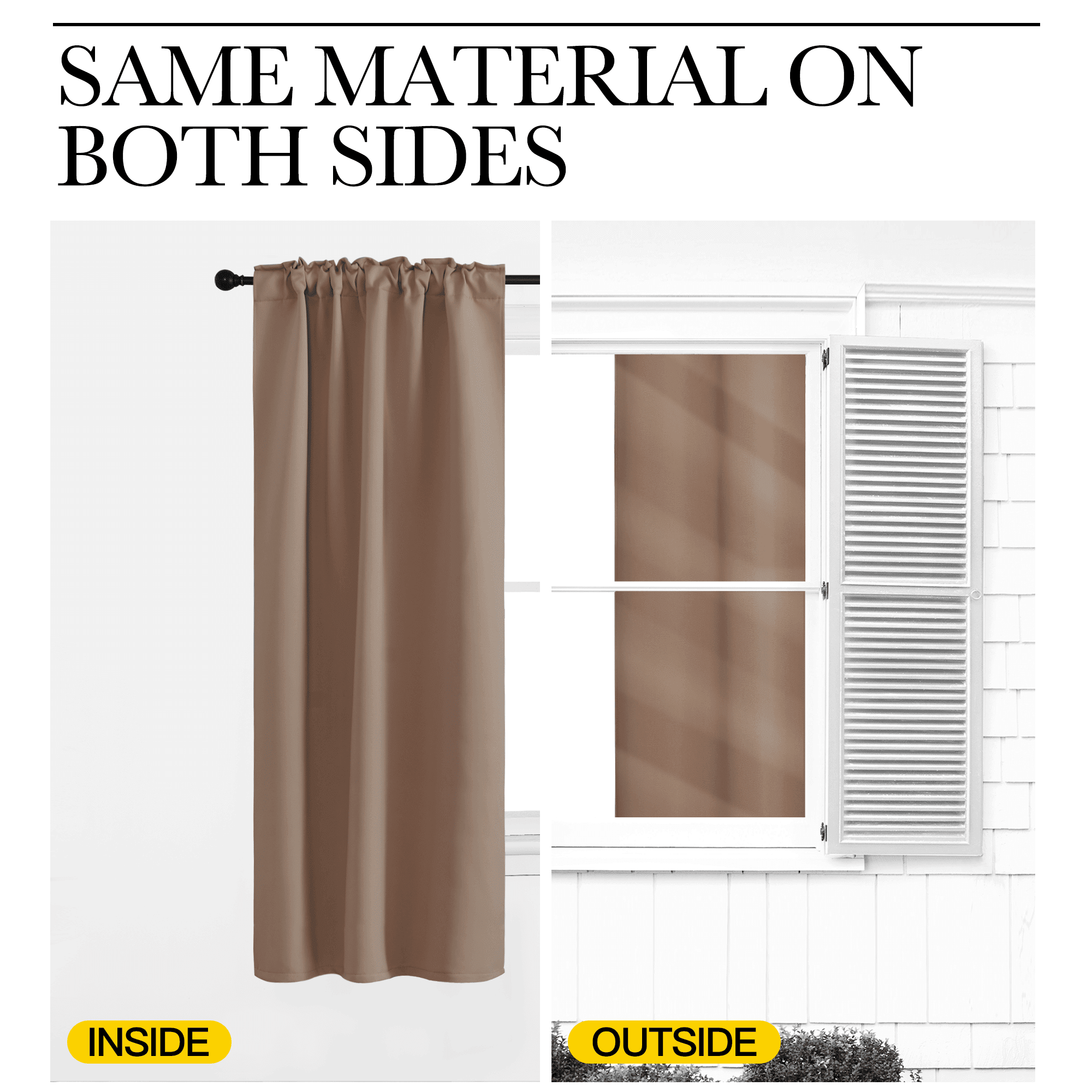 NICETOWN Blackout Bedroom Curtains Modern Privacy Backtab/Rod Pocket Heat Reflecting Curtains, W42 x L40, Set of 2, Cappuccino