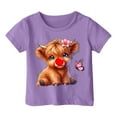 thumbnail image 2 of MIXUE Toddler Girls Tops & T-Shirts Cartoon Cow Print Crew Neck Short Sleeve Sports Casual Comfortable Tops Pullover Tee Shirts Sportwear,Purple,4-5 Years, 2 of 4