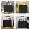 thumbnail image 5 of YDSM Farmhouse Black Double Tilt Out Trash Cabinet for 20 Gallon Trash Cans, Free Standing Recycling Cabinet with Hideaway Drawer, Barn Door Style Laundry Sorter Cabinet, Tilt Out Trash Cabinet, 5 of 8
