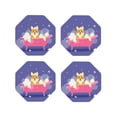 thumbnail image 2 of Kll Octagon Drink Coasters Set Of 4,Pu Leather Absorbent Coasters Set Decorative Coffee Cup Coasters Housewarming Gift For Home Decor-Dog Washes In A Pink Bath, 2 of 9