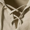 thumbnail image 4 of SwiftWear Men Cotton Linen Short Sleeve V-Neck Casual Summer Blouse Khaki XXL, 4 of 8