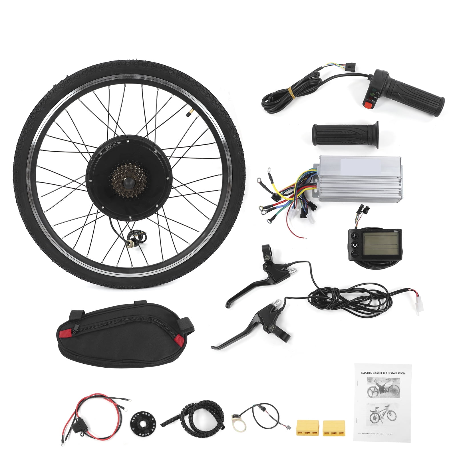 Kit Velo Electrique Kit de Conversion Velo Electrique Pratique Pratique avec Compteur LCD pour la Plupart des Gens pour Velo Electrique 1500W