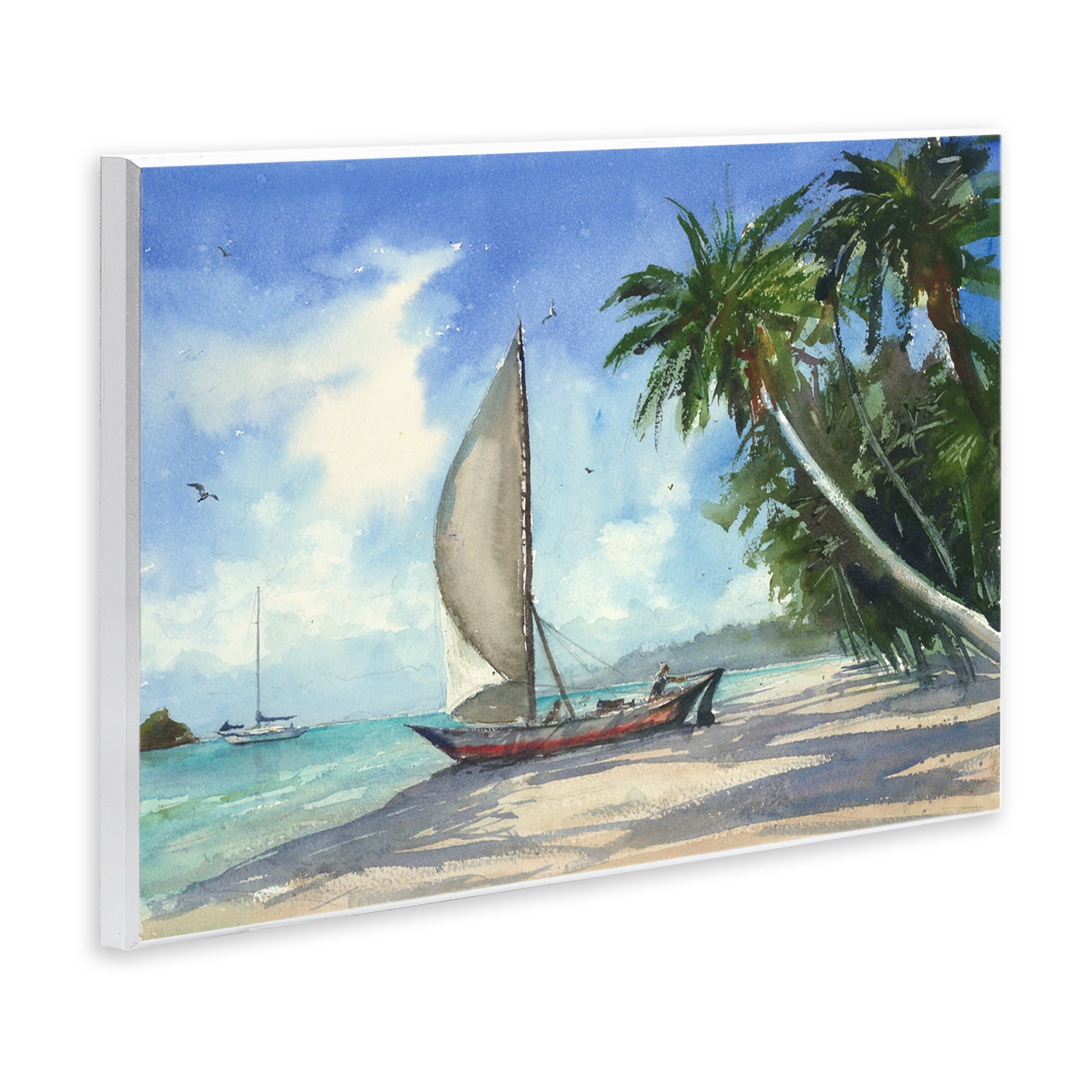 Stupell Industries High & Dry Boat on Shore Nautical & Beach Painting Unframed Art Print Wall Art, 15 x 10