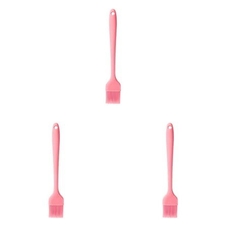 

3pcs Silicone Basting Brush Pancake BBQ Oil Brush Heat Resistant Pastry Butter Cooking Baking Tool Pink