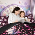 thumbnail image 4 of Manfei Ocean-Themed Axolotl Full Size Comforter Sets,Watercolor Salamander Print Bedding Comforter Set,Black Reversible,3 Pieces,1 Comforter and 2 Pillowcases, 4 of 7