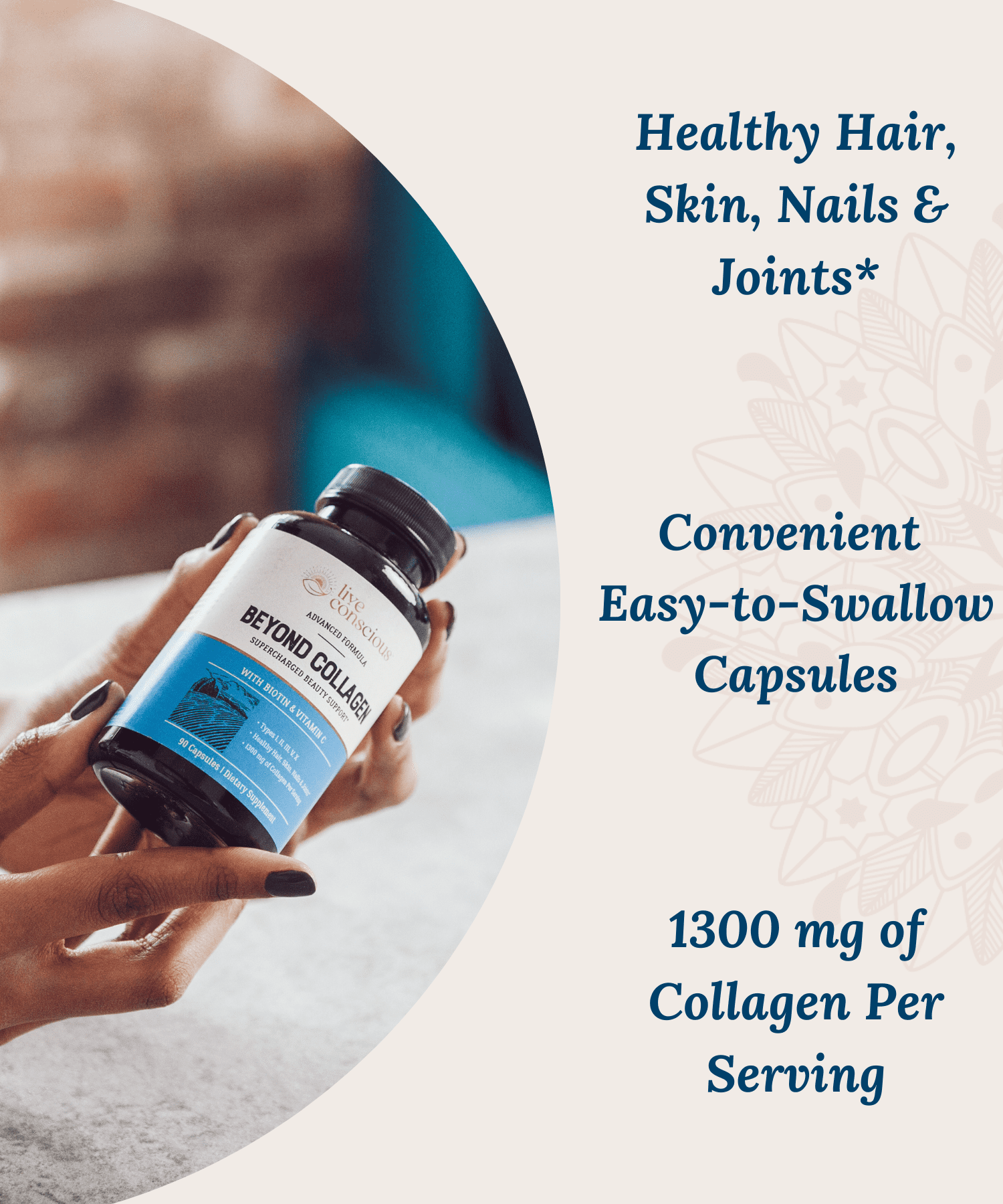 Live Conscious Beyond Collagen Multi Collagen Capsules w/ Biotin, 90 Caps