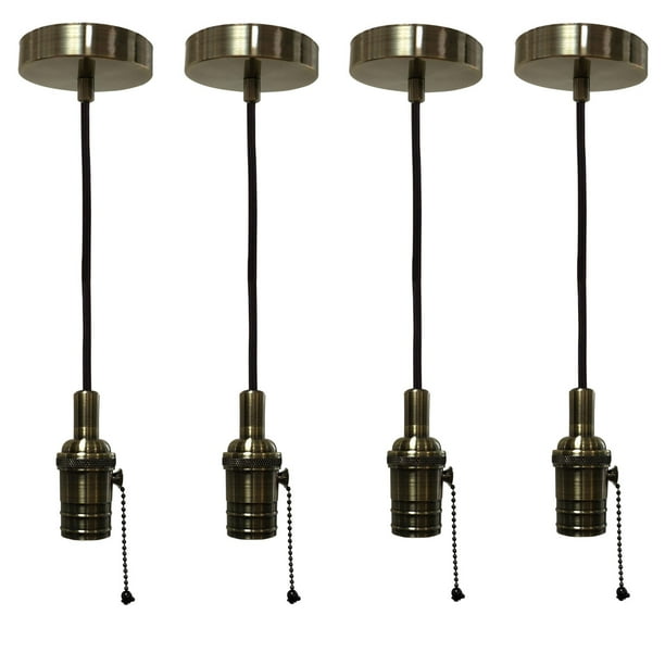 Royal Designs VintageStyle Antique Brass Pull Chain Pendant Light