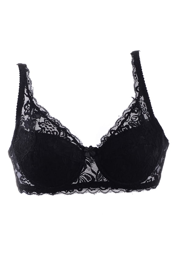 Women Underwear Brand Lace Minimizer Padded Lace Sheer Push Up Bra 3/4 Cup