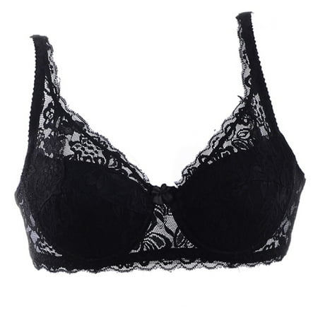 

Women Underwear Brand Lace Minimizer Padded Lace Sheer Push Up Bra 3/4 Cup