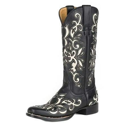 Ladies Western Black Leather Boots - Stetson Western Boots Womens Leather Ivy Black 12-021-8601-1081 BL
