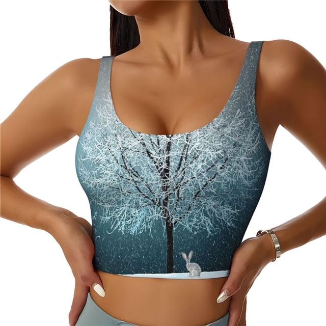 Easygdp Winter Rabbit for Seamless Sports Bra for Women, High Impact Yoga Exercise Athletic Bras - Available in Various Sizes-Small