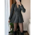 thumbnail image 5 of Women'S Sweater Dress Button V-Neck Long Sleeve Knit A-Line Mini Dress Grey L, 5 of 9