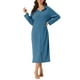 thumbnail image 2 of INSPIRE CHIC Bata de Noche con Cremallera para Mujeres, Bata Larga de Manga Larga con Capucha, Ropa de Casa con Bolsillos XL Azul Lago, 2 of 6