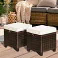 thumbnail image 3 of Patiojoy 2 Piece Outdoor Patio Rattan Ottoman Cushioned Wicker Stools, 3 of 7