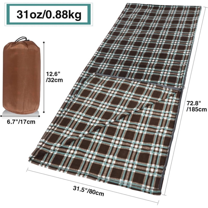 REDCAMP Fleece Sleeping Bag Liner Thicker for Adult Warm or Cold Weather,73in Long Full Sized Zipper Camping Blanket for Outdoor Indoor Used with Sack