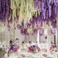 thumbnail image 5 of MAMOWEAR 24pcs Artificial Flower Wisteria Vines 3.6 Feet Fake Ratta Hanging Garland Silk Flowers String for Wedding Party Garden Outdoor Greenery Home Wall Décor(Purple), 5 of 7