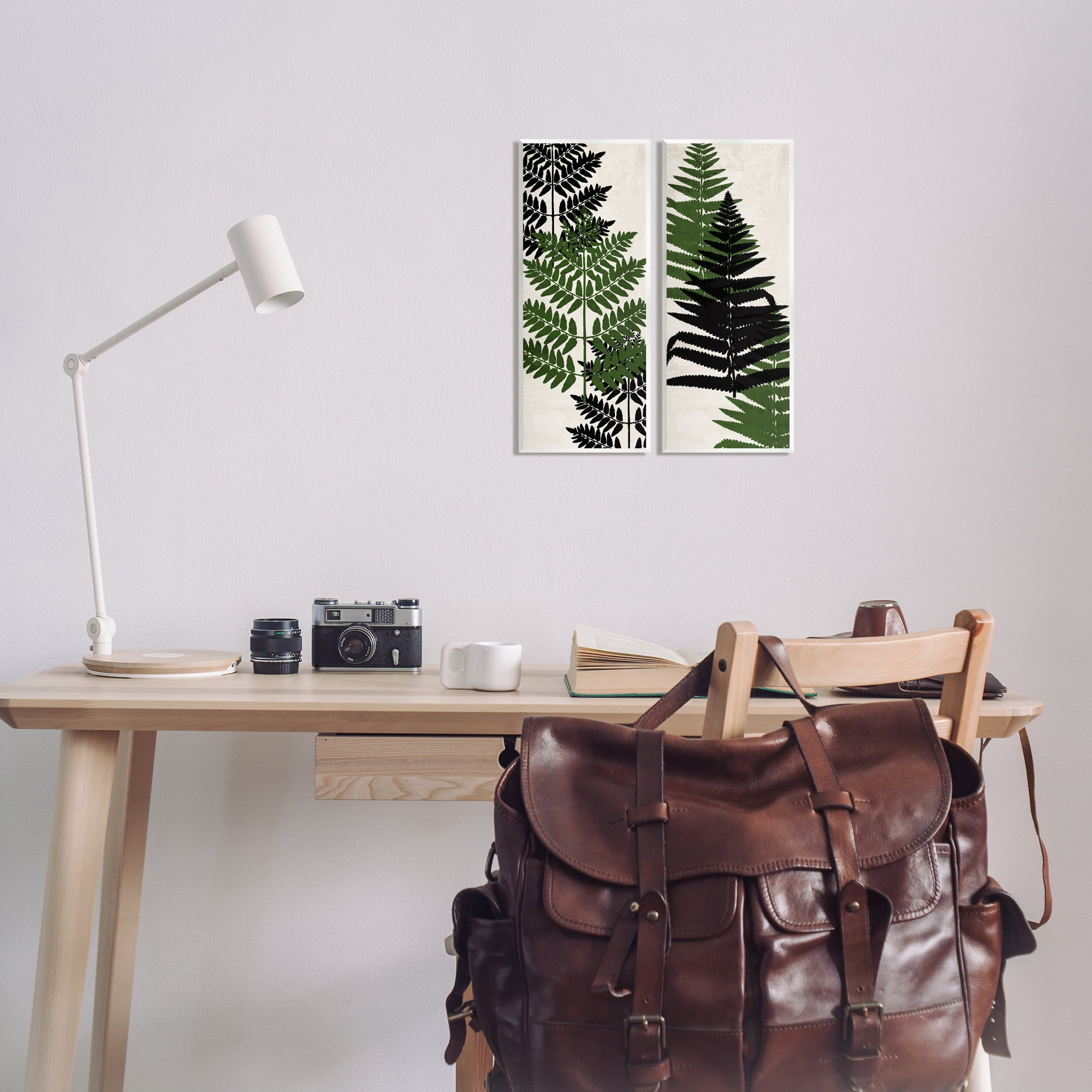 Stupell Industries Bold Layered Fern Leaves Modern Botanical Sprigs Graphic Art Unframed Art Print Wall Art, Set of 2, Design by Kim Allen
