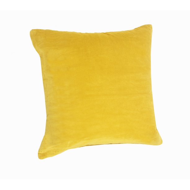 LR Home Solid Lemon Yellow 20 in. x 20 in. Cotton Throw Pillow
